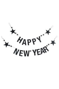 Girlang "HAPPY NEW YEAR", svart
