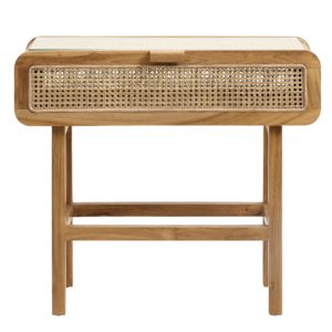 Sidobord MERGE, teak/rottingväv