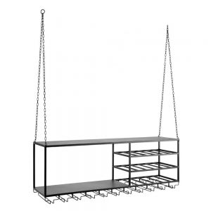 Hylla LOFT med vinställ, svart