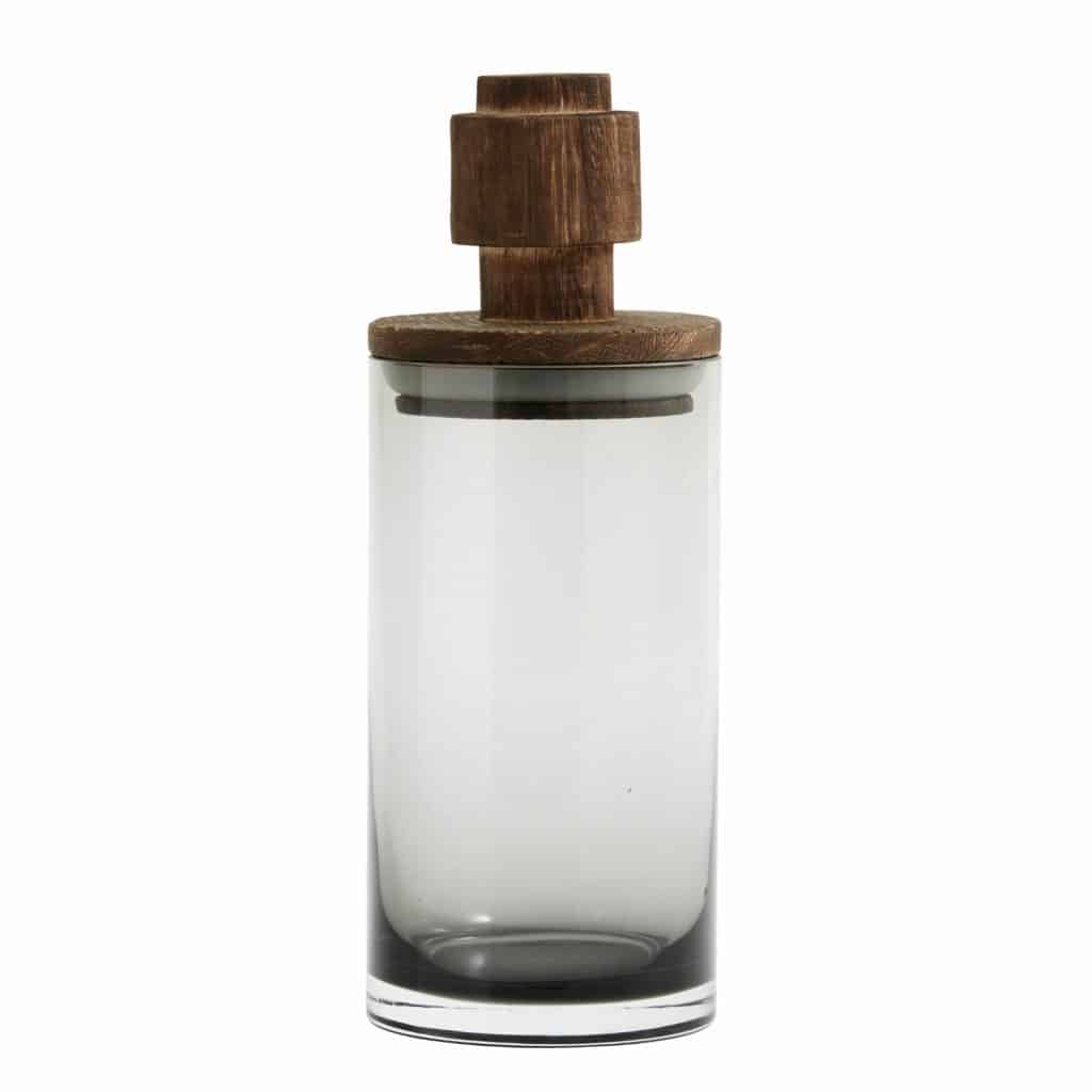 Glasburk Salvie från Nordal med trälock, perfekt för förvaring av köksingredienser eller som dekorativ detalj.