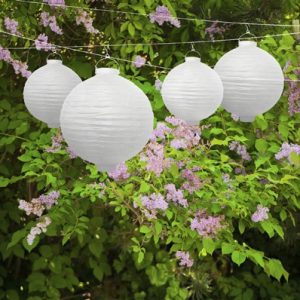 Vit papperslanterna med belysning, 20cm