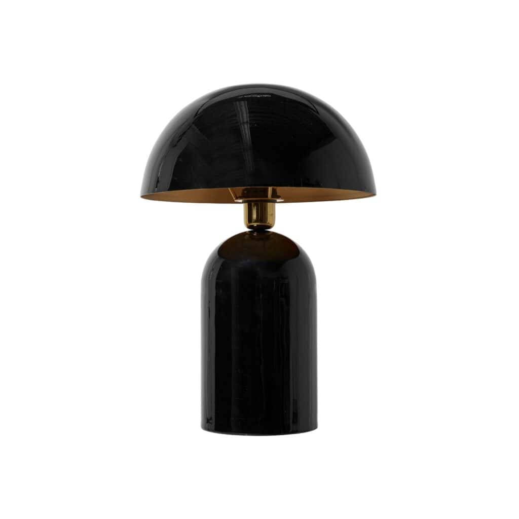 Svart bordslampa ROME från Wikholm Form, med kupolformad skärm och robust järnfot.