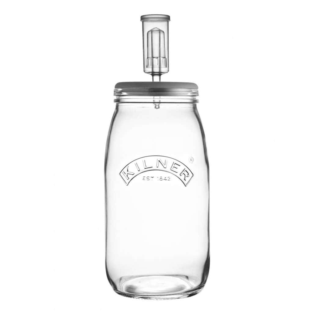 Kilner fermenteringsburk i glas med luftsluss och silikonlock för enkel fermentering av grönsaker som surkål och kimchi.