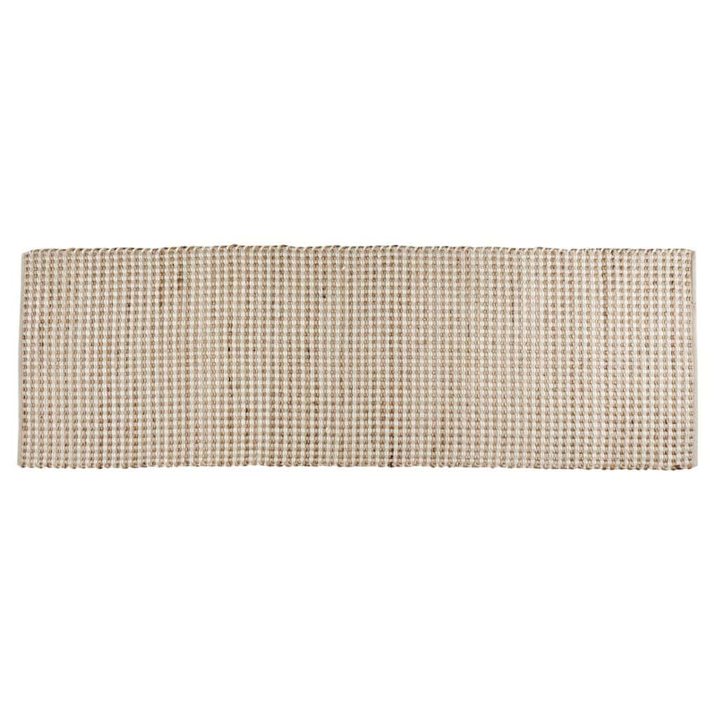 Beige och elfenbensfärgad handvävd matta Vendela i bomull, jute och ull, från Affari of Sweden.