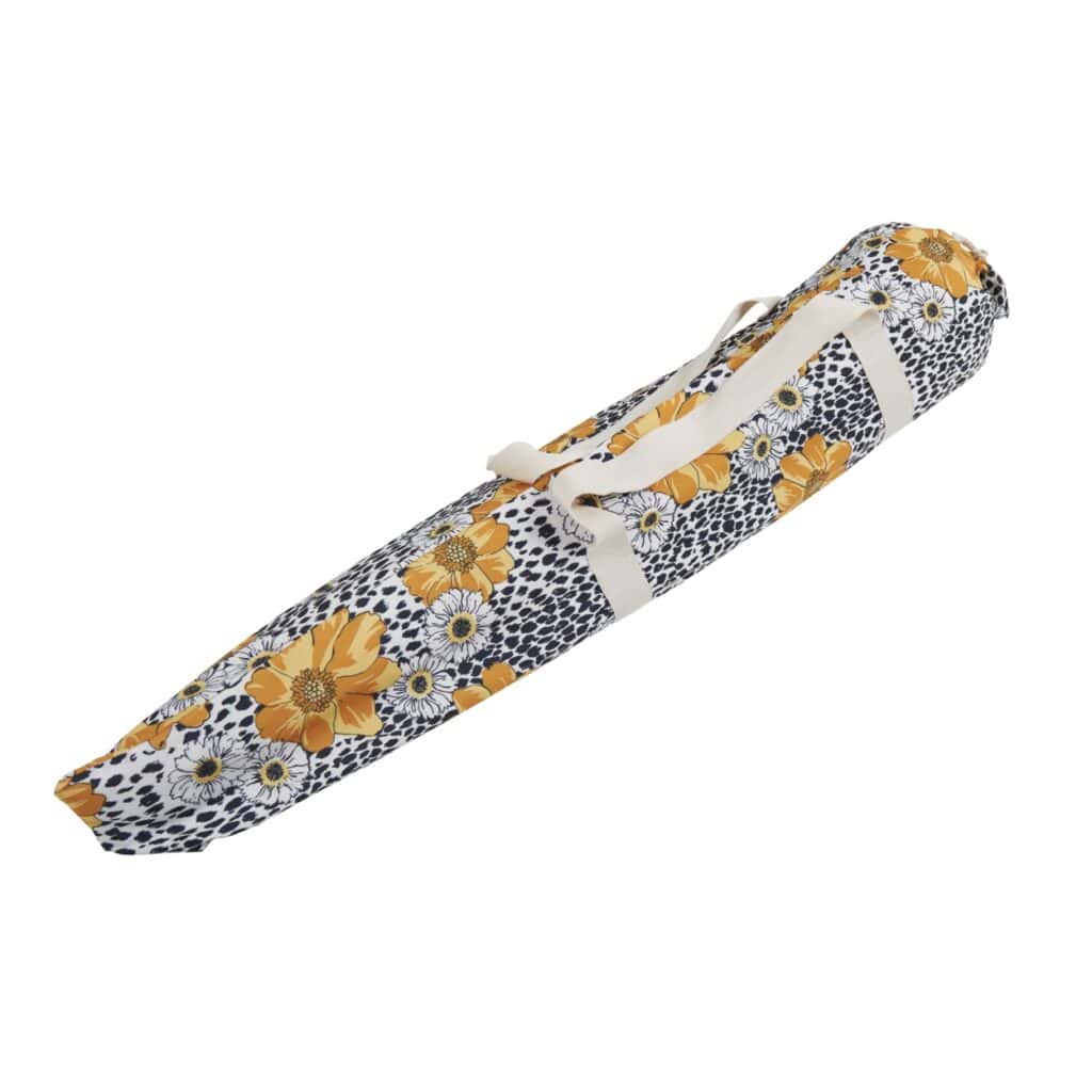 Bärväska till Gatsby parasoll blommig 185 cm från Brafab i matchande blommigt tyg med gula blommor och bärhandtag.