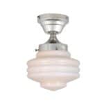 Taklampa i opalglas beige med rundade former och fäste i blank nickel – taklampa i opalglas beige.