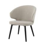 Stol Loon Beige Bloomingville – modern lounge-stol i beige tyg med svarta metallben och tidlös design för vardagsrum och sovrum.