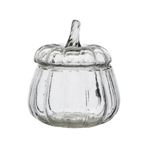 Liten glas­skål med lock i form av pumpa – PUMPKIN från Affari of Sweden.