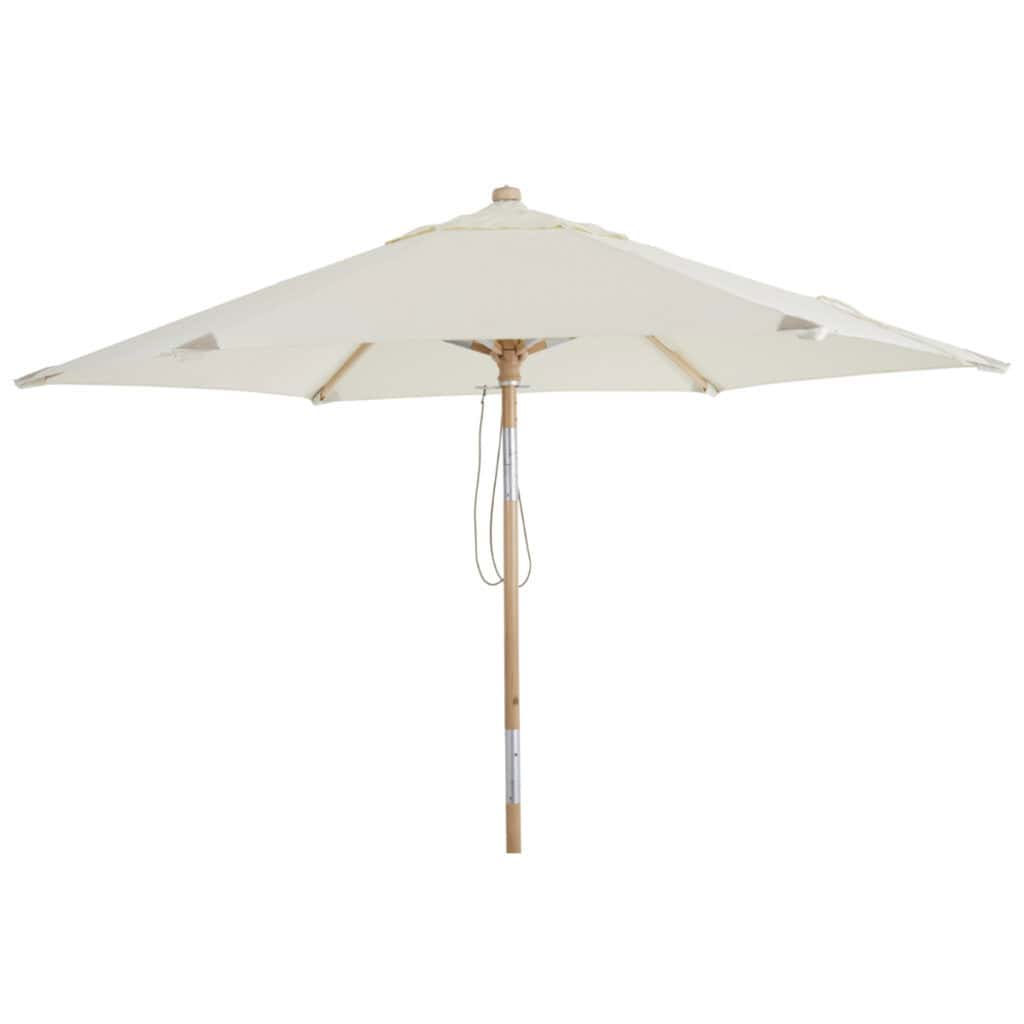Parasoll i trä 250 cm med off-white duk och tiltbar funktion
