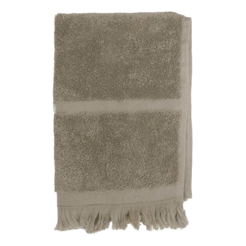 Beige handduk FIGARO 70x140 cm i bomull med fransar
