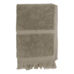 Beige handduk FIGARO 70x140 cm i bomull med fransar