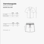 Storleksguide för Pyjamas NICOLA med shorts från Gustav Ovland med mått i cm för S/M och L/XL