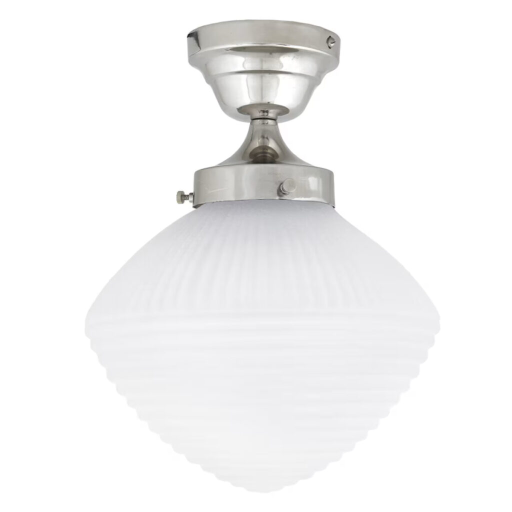 Taklampa Alfred i nickel med frostat glas Ø24 x H37 cm