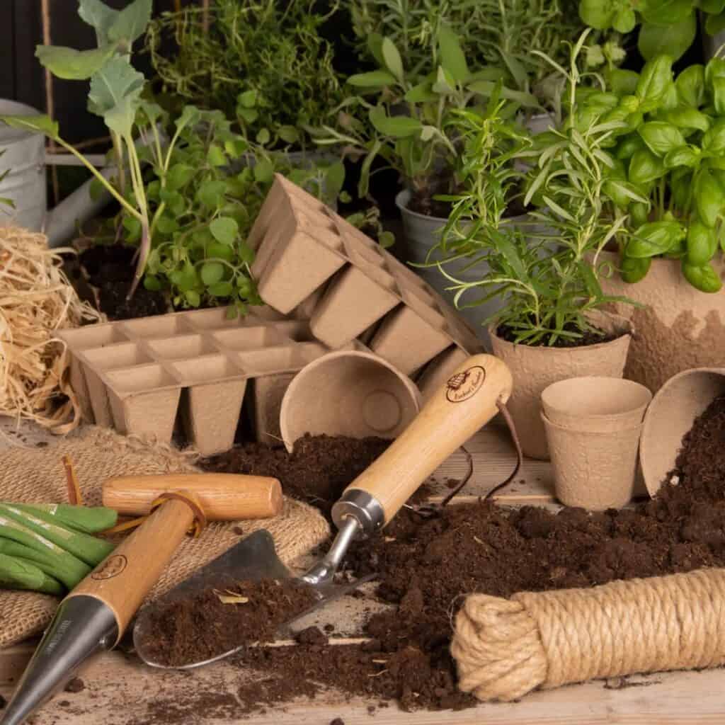 Nedbrytbara odlingskrukor i papper för frösådd av örter och plantor