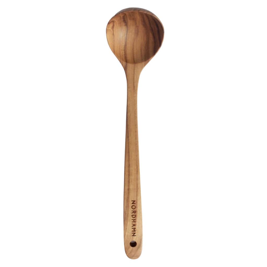 Soppslev i teak 31 cm med rund skål och långt handtag