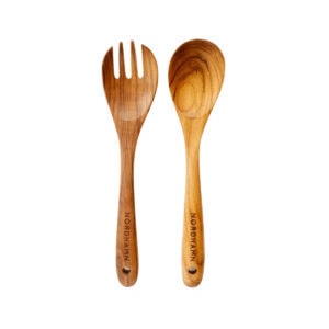Salladsbestick i teak 23 cm – set med sked och gaffel