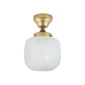 Taklampa Eli i mässing med frostat räfflat glas Ø22 x H31 cm