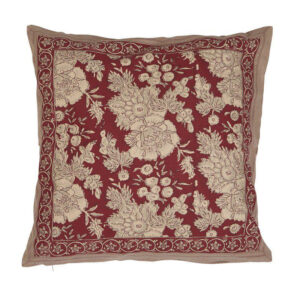 Kuddfodral Sonia i rött och beige, bomull 48x48 cm