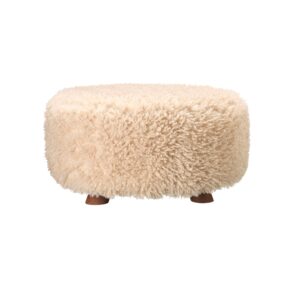 Sittpuff LEANE i mjuk beige teddy 50x25 cm